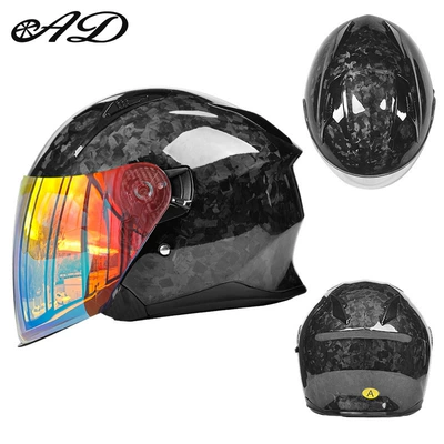 Motorcycle Safety Supplies — Cycling Winter Safety Helmet - carbon-fiber-forged-bright-black-color-plated-mirror-free-high-definition-mirror-m-suitable-for-head-circumference-56-57