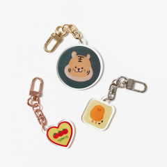 Cross-border acrylic transparent disc Guka blank keychain accessories DIY assembly with hole pendant accessories wholesale
