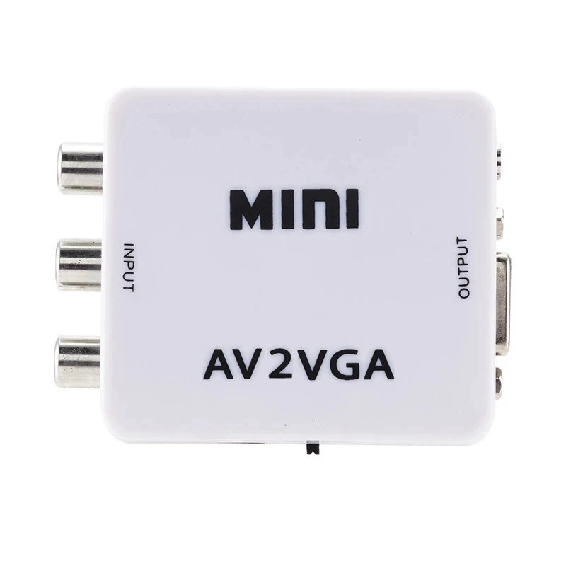 AVI к VGA маленький белый бокс-преобразователь mini AVGA CVBS в VGA адаптер