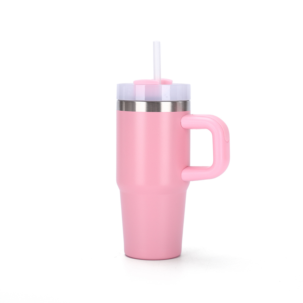 Taza térmica de vacío doble de 14 oz con pajita y asa, para auto image 12
