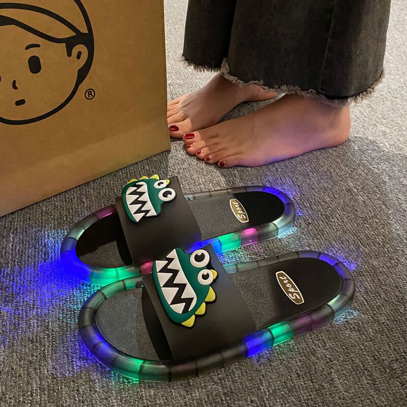 Internet Celebrity New Cartoon Alligator Luminous Slippers for Women's Outer Wear Anti-Slip Street Cool Flash for Couple Home Internet Celebrity New Cartoon Alligator Luminous Slippers for Women's Outer Wear Anti-Slip Street Cool Flash for Couple Home