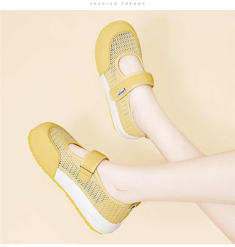 Giày Mary Jane nữ đế dày lưới thoáng khí Velcro mới mùa hè 2025 — JST 7173 màu camel cao gót 2, JST 7238 Cao gót màu be 3,8, JST 1988 cao gót đen 3.5, Cao gót trà sữa JST 1988 3.5 chi tiết 11