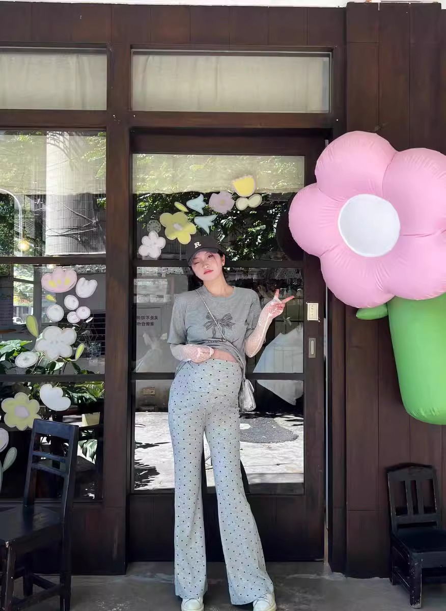 Legging de grossesse polaire à pois taille haute gainante_voghion.com