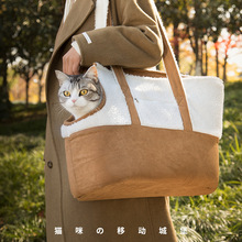 跨境猫包单肩时尚撞色宠物包 斜挎透气外出大容量猫咪外出手提包