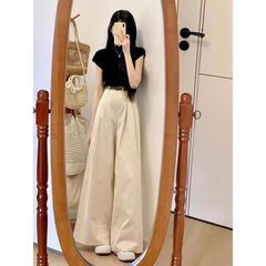 夏装小个子搭配一整套时尚韩系chin多巴胺穿搭上衣阔腿裤两件套装