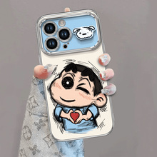 比心小新适用苹果手机壳17promax新款16promax卡通15plus电镀14