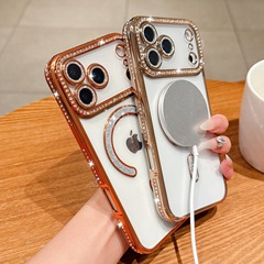 适用苹果17Promax手机壳电镀边钻iPhone16散粉镜头膜15磁吸保护套
