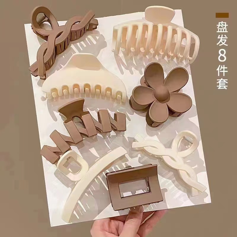 跨境爆款彩色套装抓夹发夹女后脑勺发卡高端鲨鱼夹饰品批发|undefined