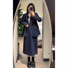 2329春装大码女装通勤休闲西装套装女胖mm宽松显瘦西服外套半身裙