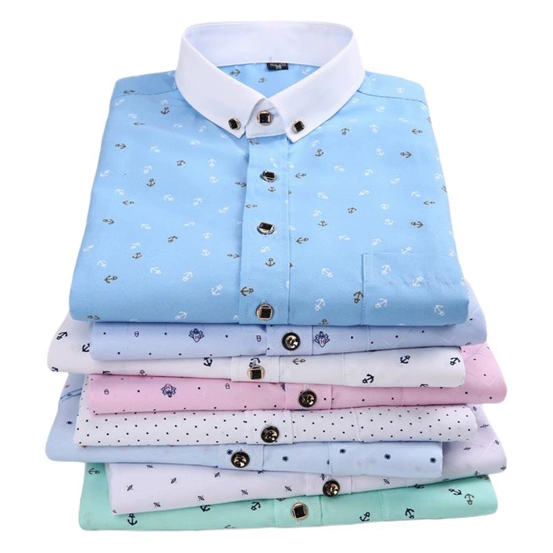 Новая мужская рубашка с принтом и длинными рукавами, в корейском стиле, приталенного кроя, молодежная модная, повседневная и универсальная рубашка, трансграничный бестселлер в Европе и Америке.