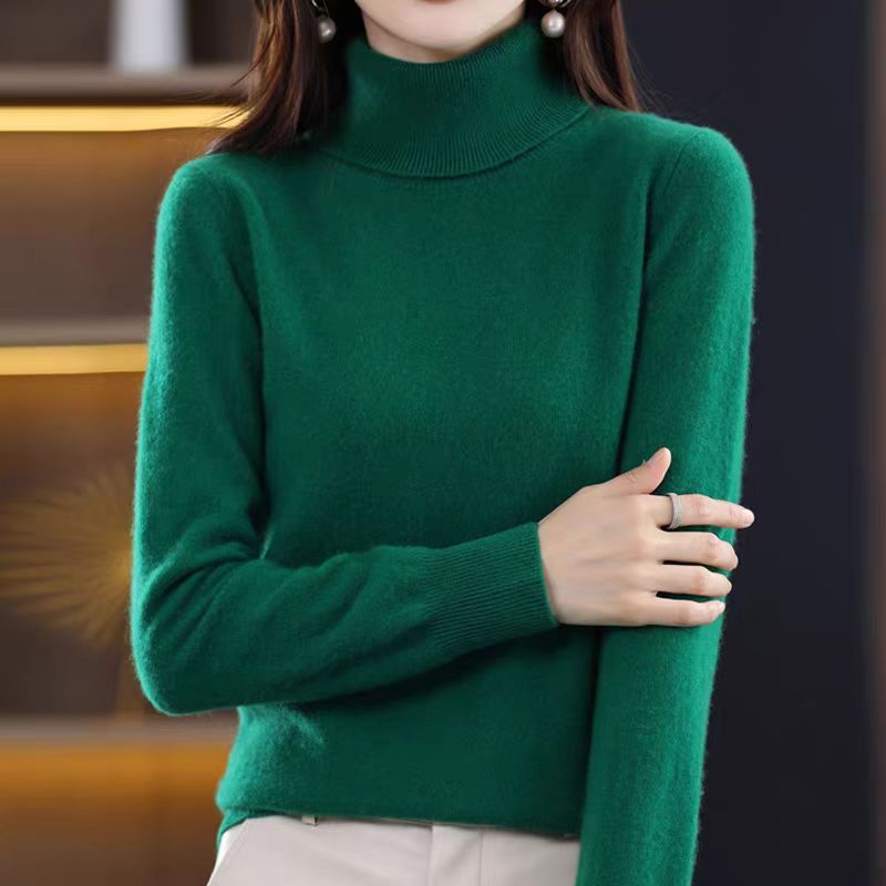 羊绒毛衣女高领打底衫25秋冬新款修身针织衫内搭纯色加厚宽松上衣|undefined