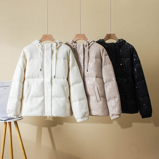 Winter Italy BC New Heavy Industry Down Jacket Loose Hooded Sequin Cashmere Goose Down Jacket Thick