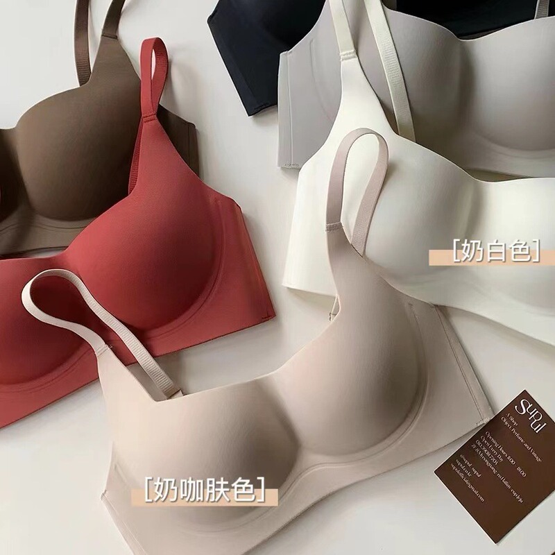 Comfortable Small Square-Neck Seamless Soft Support Thin Strap Wireless Red Bra Push-Up Women's Zodiac Year Underwear Set