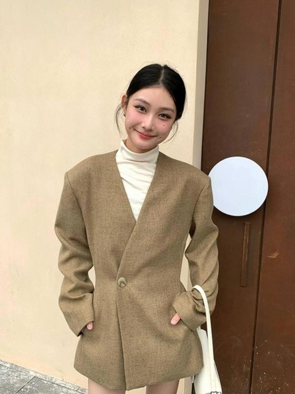 2025新款秋装小香风外套女气质感韩系慵懒风穿搭超好看一粒扣西装|undefined
