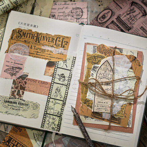 Early foam sulfuric acid paper material paper Retro Mange series European and American retro handbag DIY decorative base paper 30 sheets