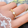 Small design retro one size brand ring from pearl, cat's eye, internet celebrity, micro incrustation, on index finger