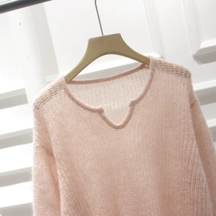 Autumn woolen sweater, V-neckline