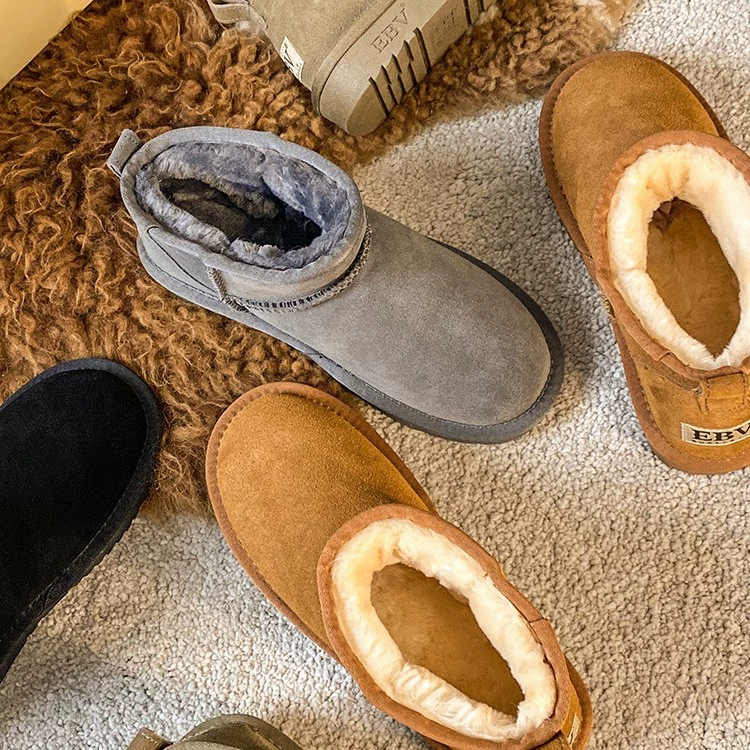[Broken code clearance] New snow boots female fur all -round cowhide cotton cotton shoes thickened and warm spot wholesale