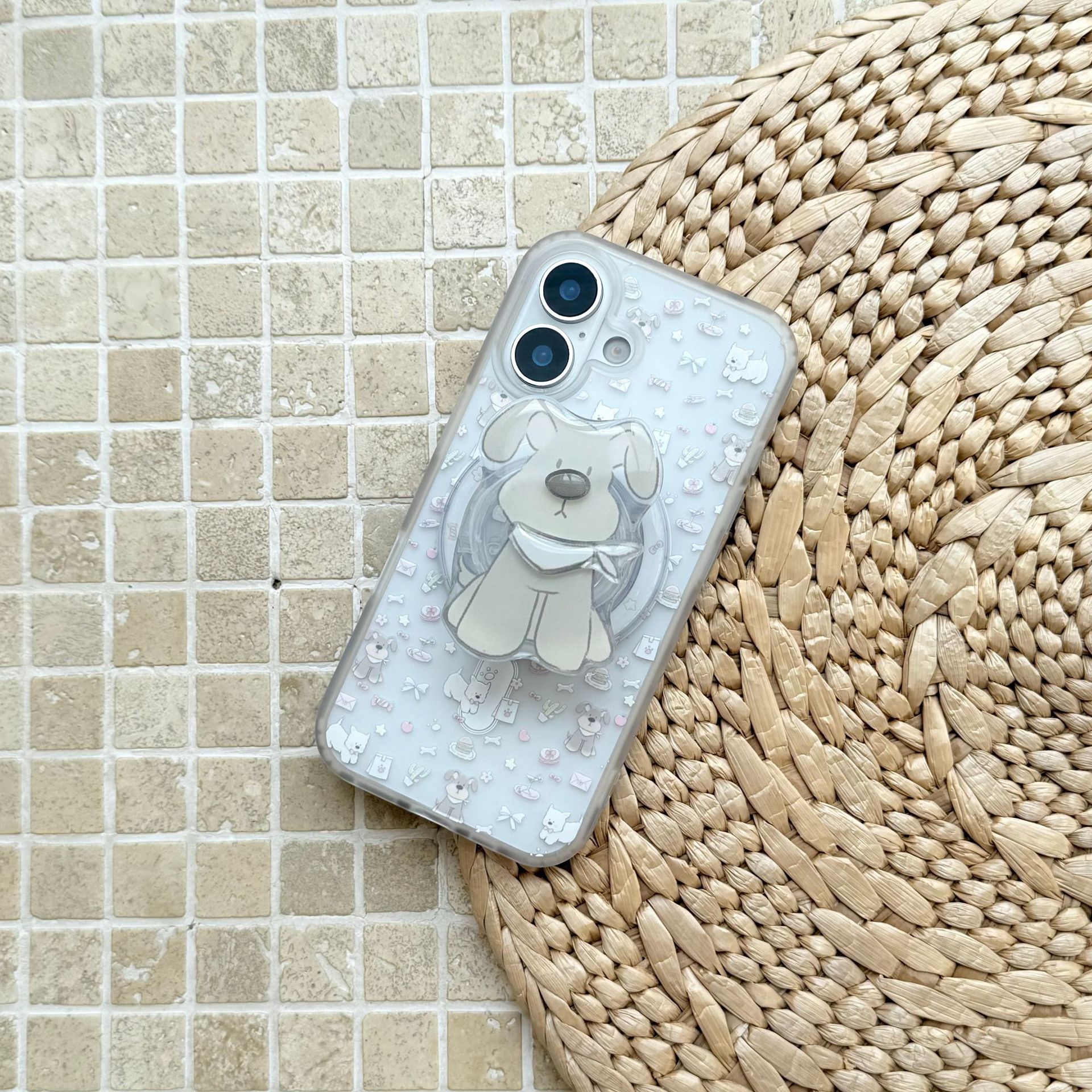 El cachorro de arco de pantalla completa lindo de nicho es adecuado para Apple 16ProMax funda para teléfono móvil 15Pro magnético 14/13 hembra