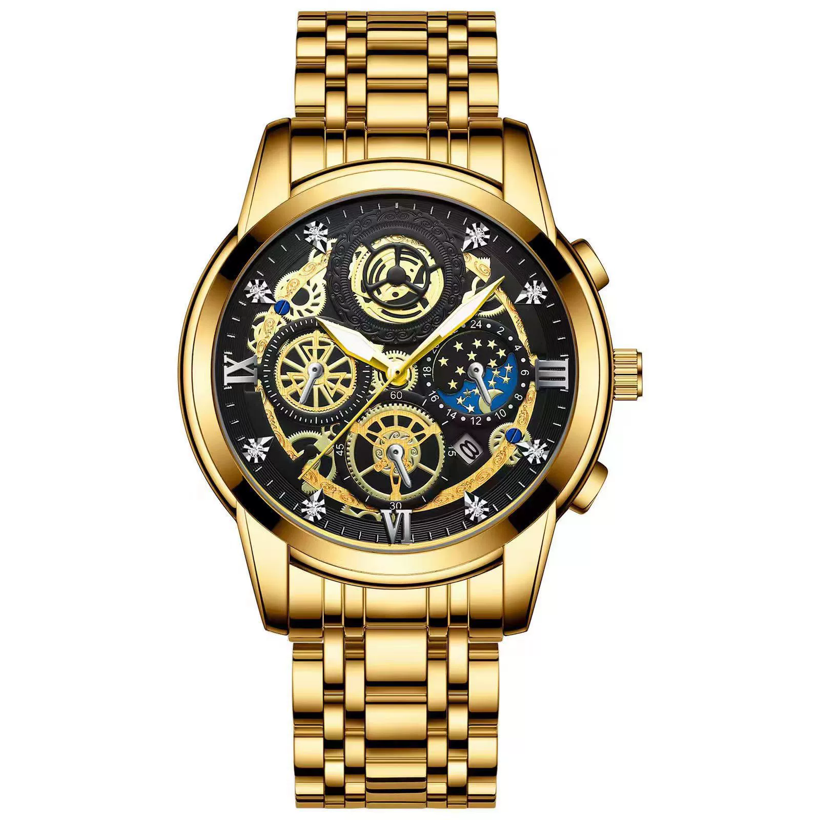 KASARO Waterproof Quartz Men's Watch - Trendy Design with Stylish Dual-Tone Bracelet