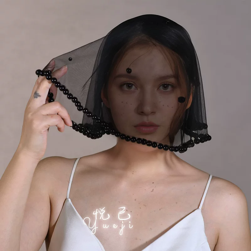 悦己 Red bride's veil pearl, atmospheric accessory, European style