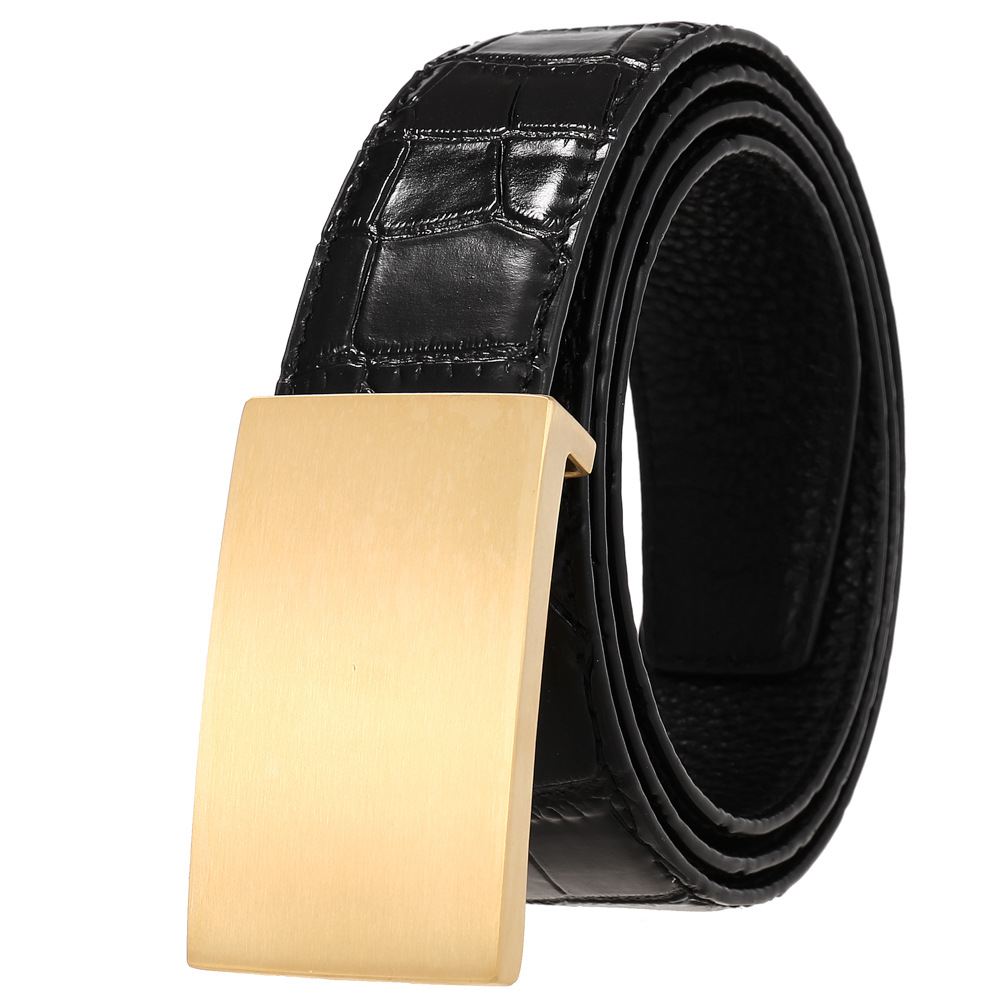 时尚不锈钢针扣皮带 男士腰带 头层牛皮皮带LY35-61592-8