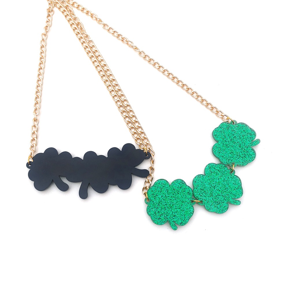 Colar com pingente de trevo st. patrick para mulher verde_voghion.com