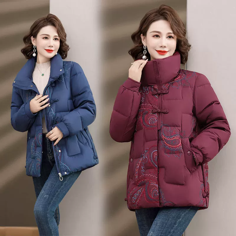 Winter down jacket, for middle age, 2023 collection, increased thickness