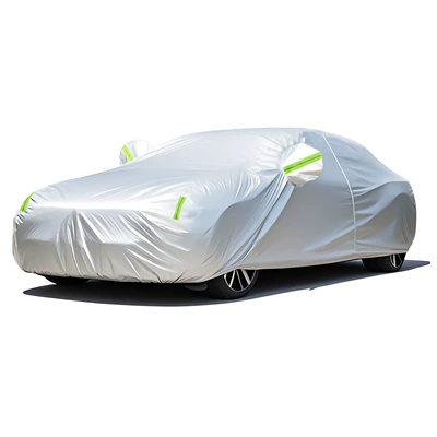 Oxford Cloth Car Cover with Fleece, Sunshade, Thickened Car Cover, Full Cover, Sun Protection, Rainproof Car Cover (Car clothing) - 2m-medium-size-hatchback-dupont-oxford-upgraded-silver-spunlace-cotton
