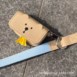 in stock Cute Bear Leather Dog Poop Bag PU Leather Outdoor Pet Cleaning Accessories Garbage Dispensing Storage Bag