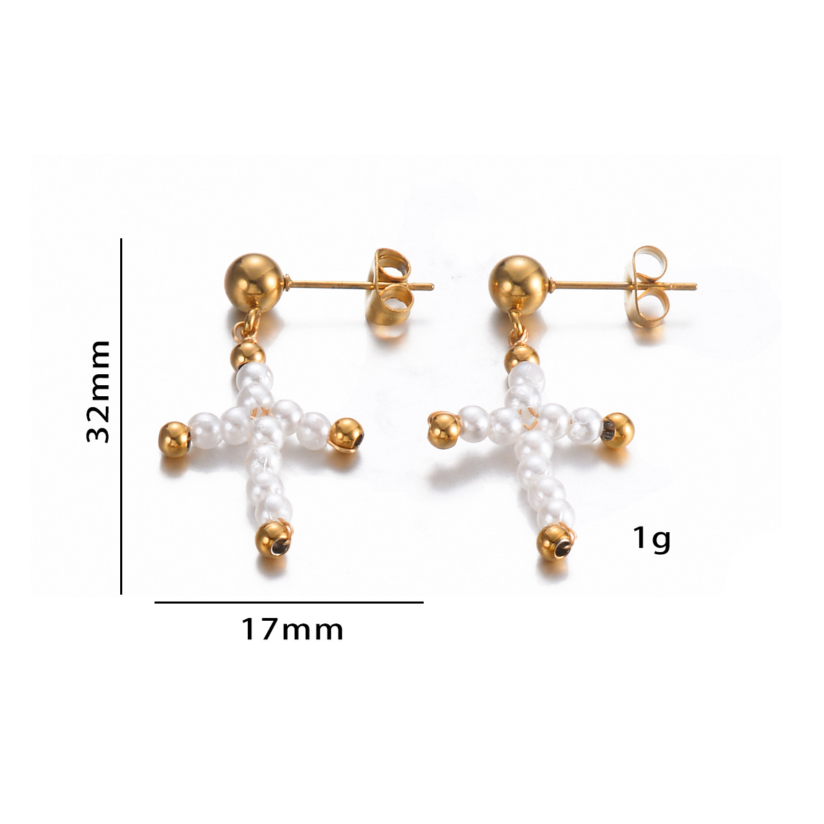 1 Pair Simple Style Geometric Cross Plating Stainless Steel Drop Earrings display picture 2