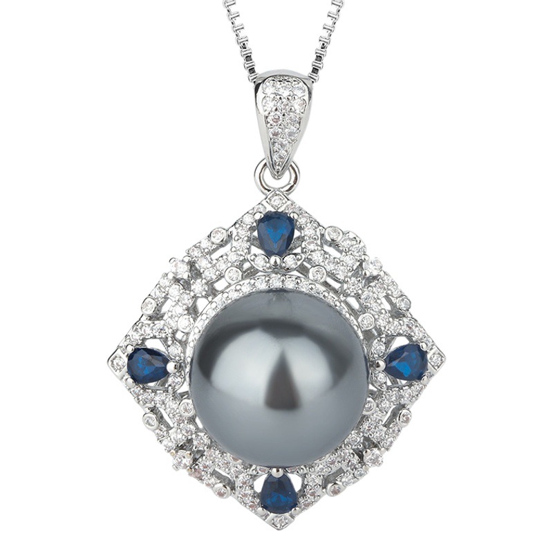 Zhuang Sheng joyas de cobre inferior chapado en oro con incrustaciones de perlas fritillary coreano artificial azul tesoro color diamante incrustado temperamento gris cuentas traje