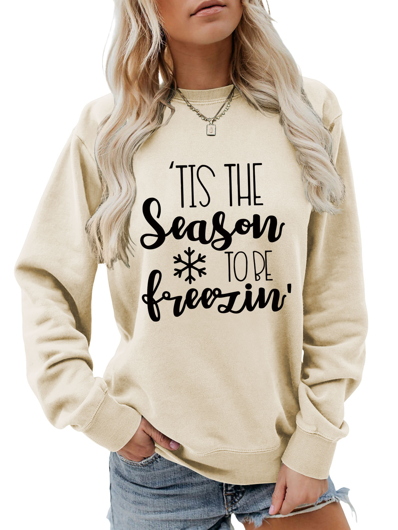 Női pulóver tis the season karácsonyi stílus_voghion.com