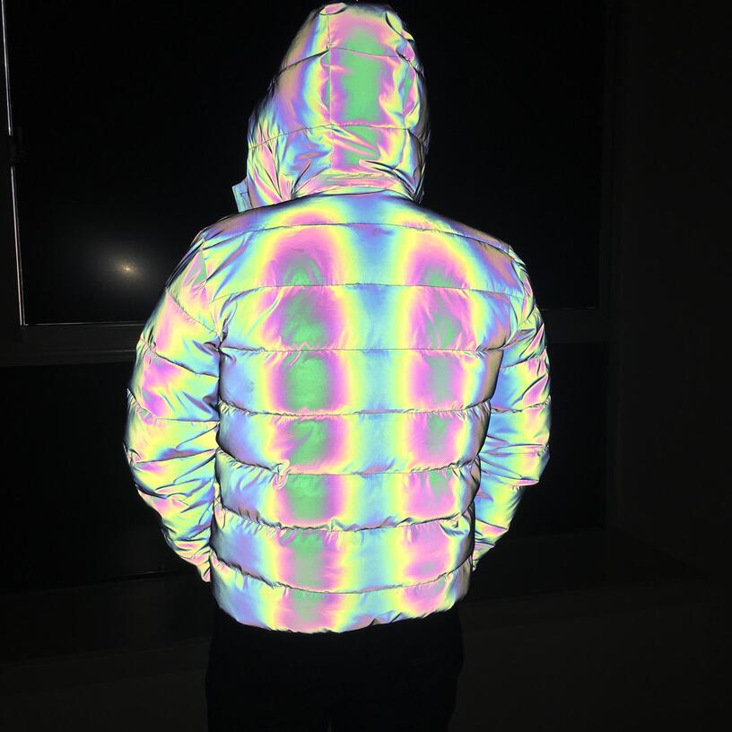 Abbigliamento maschile Giacche invernali di cotone riflettenti di grandi dimensioni Cappotti luminosi Giacche di cotone alla moda_voghion.com