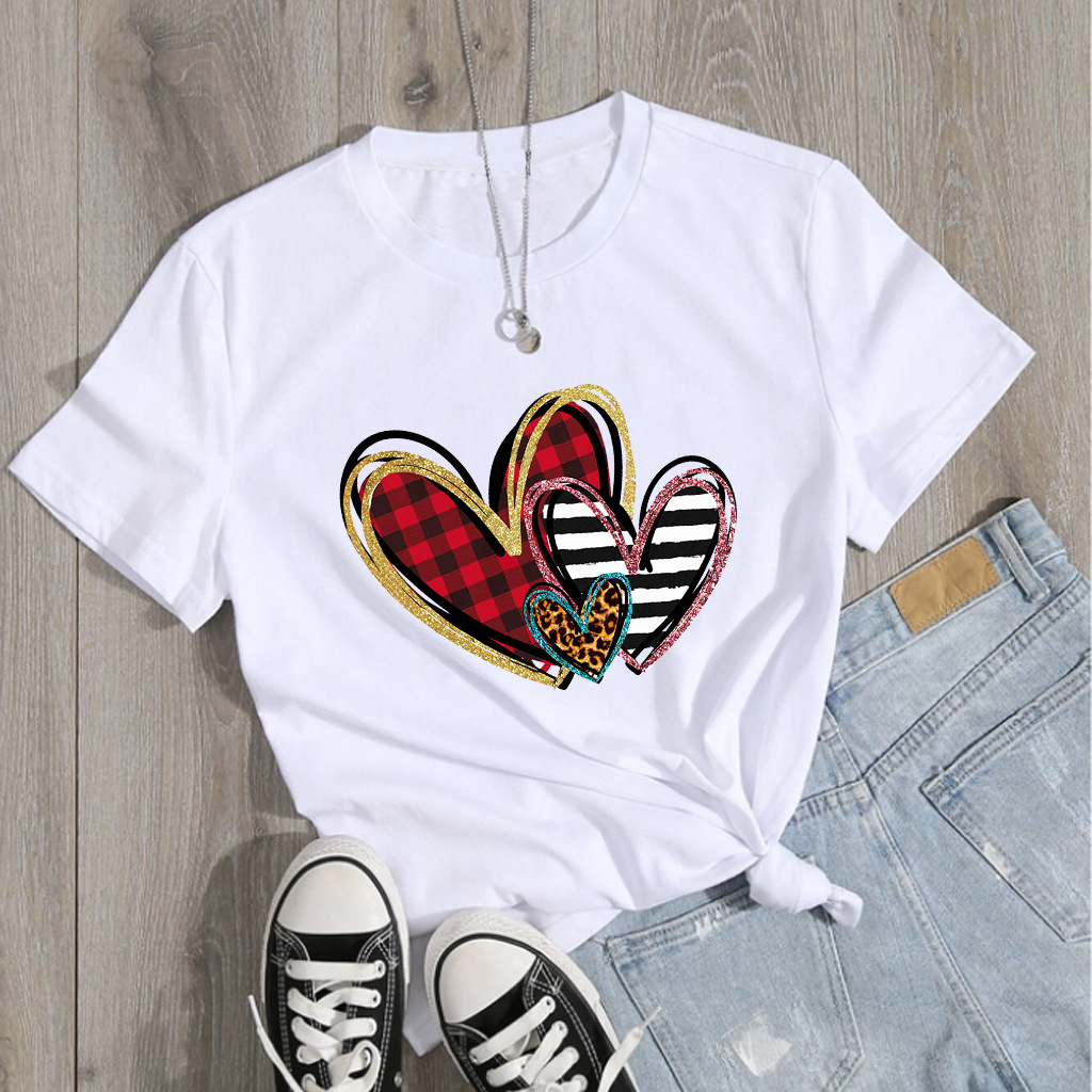 Unisex T-shirt Short Sleeve T-shirts Streetwear Heart Shape display picture 2