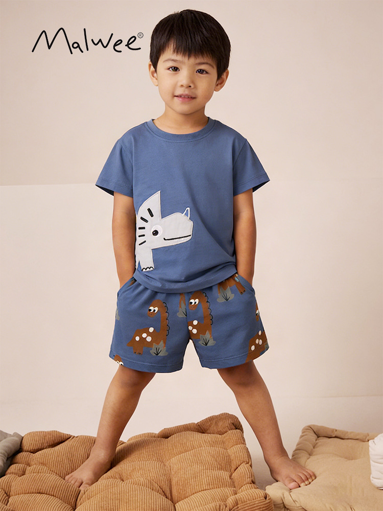 Malwee transfronterizo Euro dólar de verano para niños 3 a 8 años 100 a 150 cm camiseta de cuello redondo