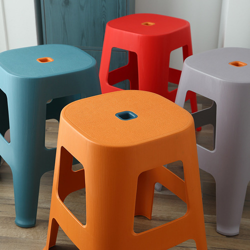 Thickened Nordic plastic stool household adult mature plastic chair living room simple square stool plastic bench high stool wholesale