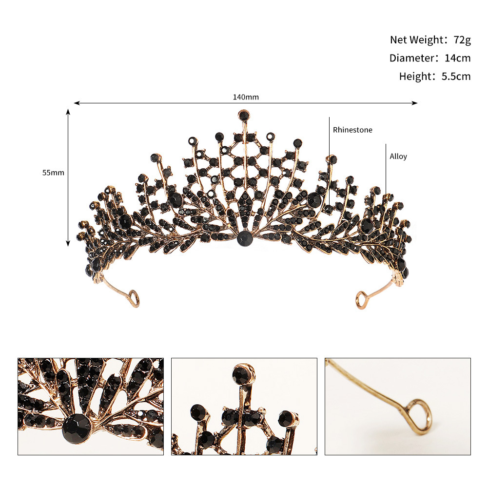 European And American Wedding Rhinestone Headband Crown Prom Party Dress Headdress Retro High-end Fairy Crystal Bridal Crown
