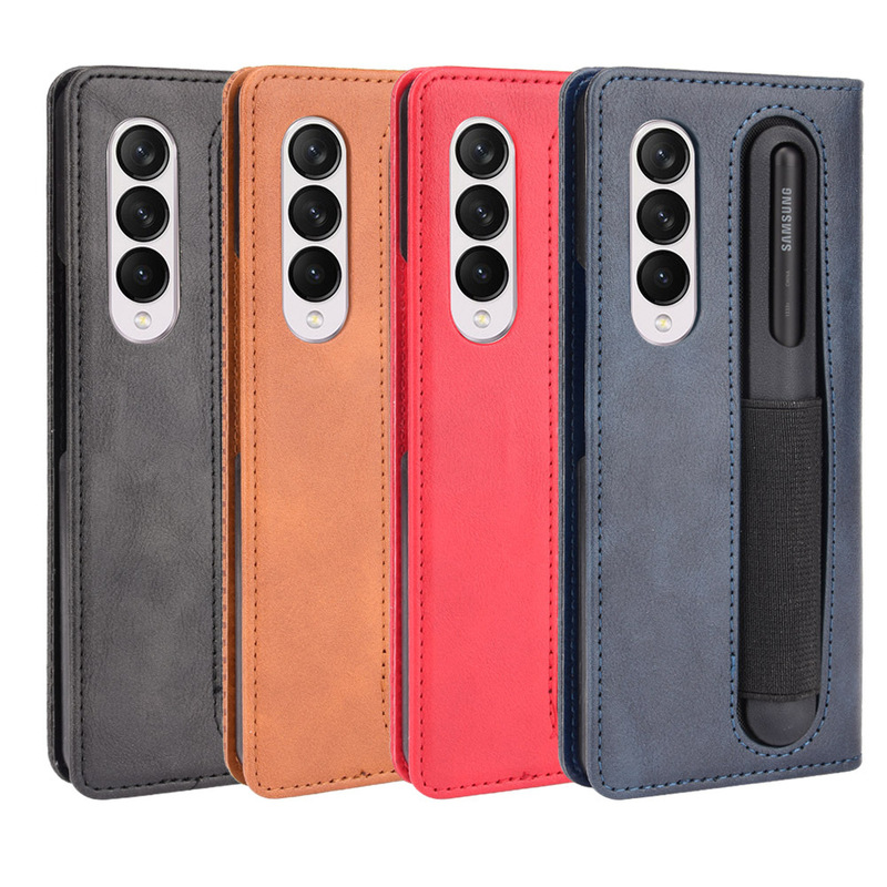 Suitable for Samsung Z Fold 7/3/D6 Mobile Phone Leather Case with Pen Slot Protective Case Zfoldable4 Mobile Phone Case Clamshell D Suitable for Samsung Z Fold 7/3/D6 Mobile Phone Leather Case with Pen Slot Protective Case Zfoldable4 Mobile Phone Case Clamshell D