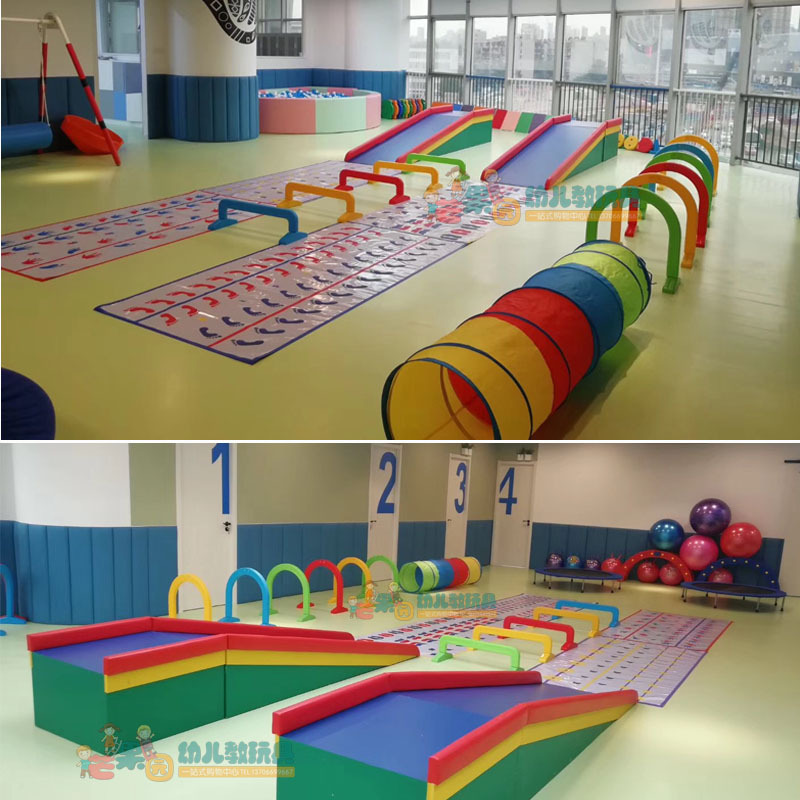 Equipo de entrenamiento sensorial, dispositivo de paso, almohadilla de huellas de manos y pies para niños y juguete de enseñanza de movimiento de salto con juegos caseros