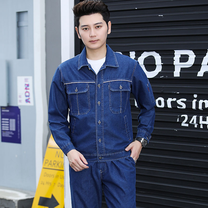 State Grid Work Clothes Denim Suit Men's Long-sleeved Thin Summer and Autumn Electric Power Anti-scalding Loose Jeans Men's Wear