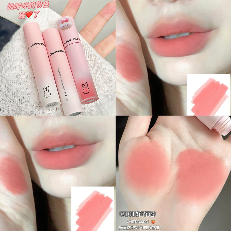 Cappuvini Macaron Powder Liquor Lips, esmalte mate con superficie de niebla, lipstick de terciopelo duradero.