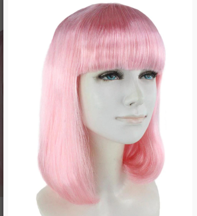 Peluca de cabeza Bobo rosa claro para mujer NEWLOOK peluca de Halloween para actividades de fiesta sin sombrero transpirable