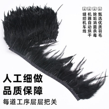 现货自产自销长款黑色尖毛布边羽毛黑色公鸡尖毛裙摆表演服装辅料