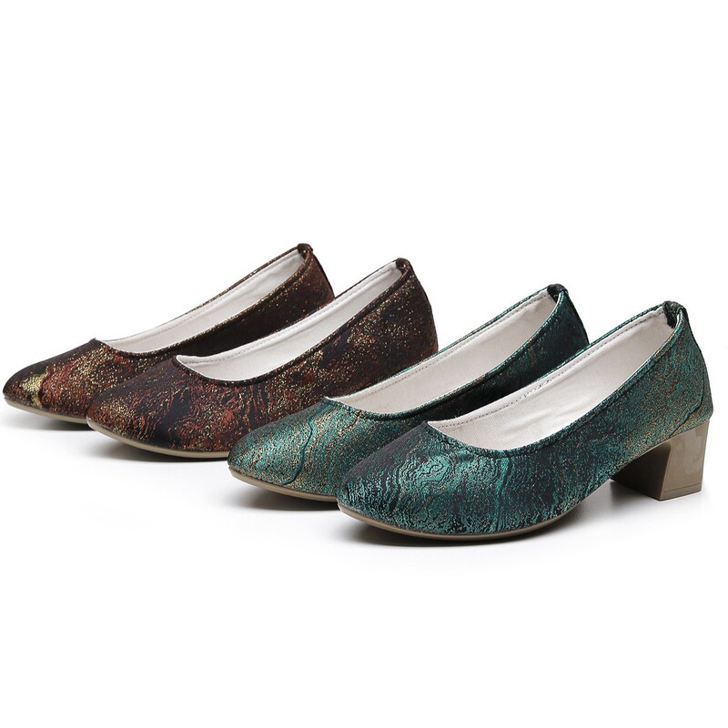 New Style Women's Shoes with Chunky Square Heels, Shallow Mouth, Suitable for Spring and Summer, to Pair with Hanfu and Mamian Skirts, High-Heeled Cloth Shoes
