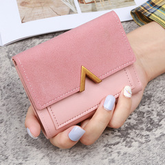 Korean Version New Three-Fold Women's Wallet Short Retro Card Holder PU Synthetic Leather Simple Foldable Student Wallet for Girls