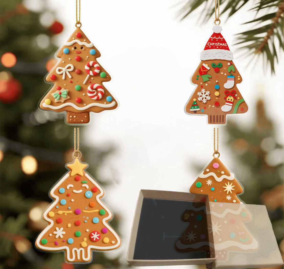 Ventas transfronterizas de árbol de jengibre acrílico colgante decoración de Navidad decoración de árbol de Navidad para el automóvil colgante image 11