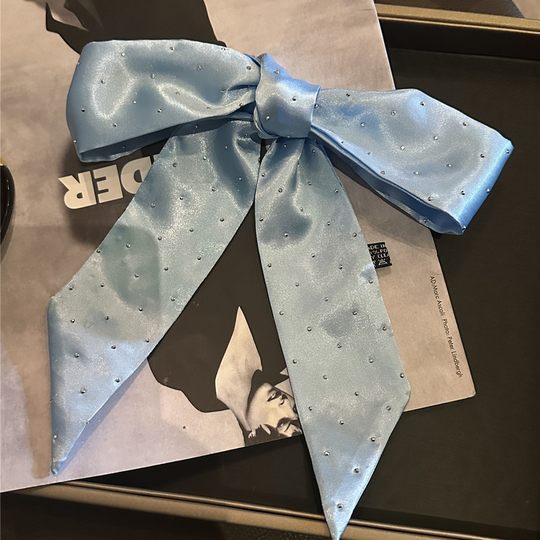 French Style Elegant Drill Long Silk Scarf Fashionable Hair Tie Bag Accompanying Gift Box Ribbon High-end Scarf Decorative Women