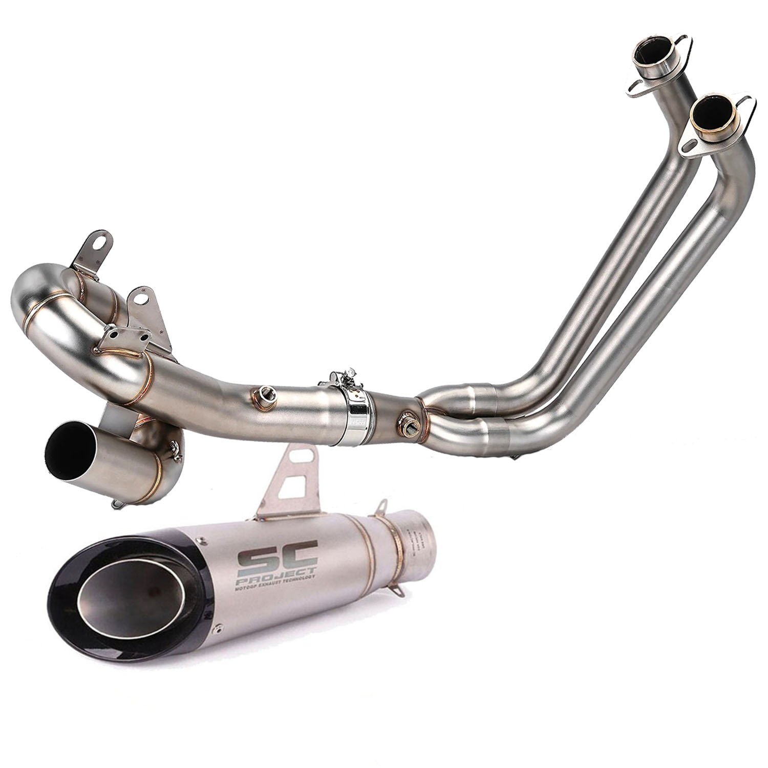 Suitable for MT-07 XSR700 14-25 motorcycle modified exhaust pipe front section with swirl MT07 exhaust pipe tail throat