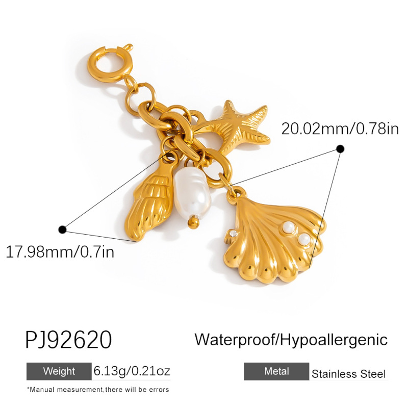 欧美不锈钢比基尼扣小清新花朵珍珠挂坠手工DIY流苏18K金保色饰品|undefined